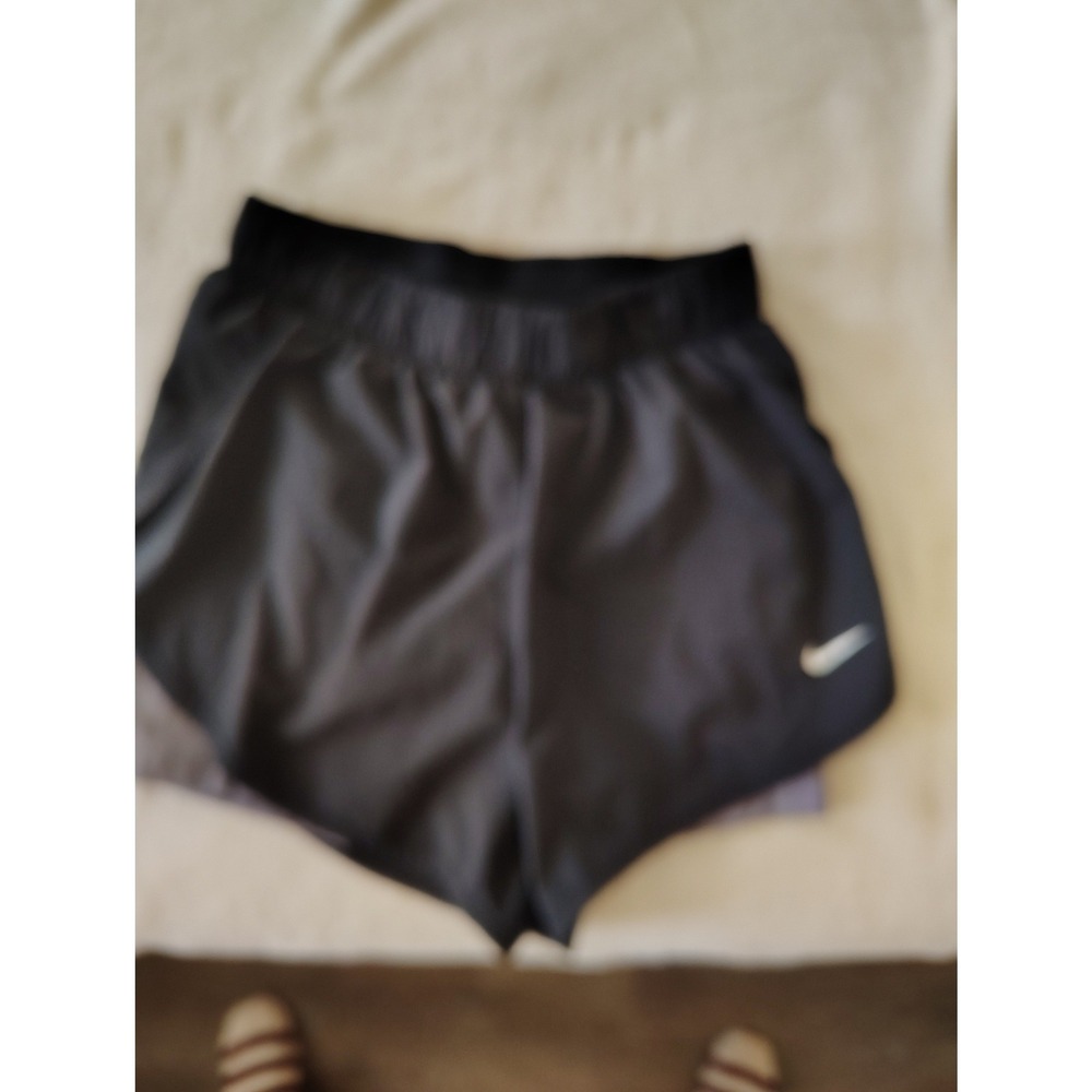 Nike Dri-FIT Womens Running Shorts Black Gray Size Medium Athletic Gym Training
